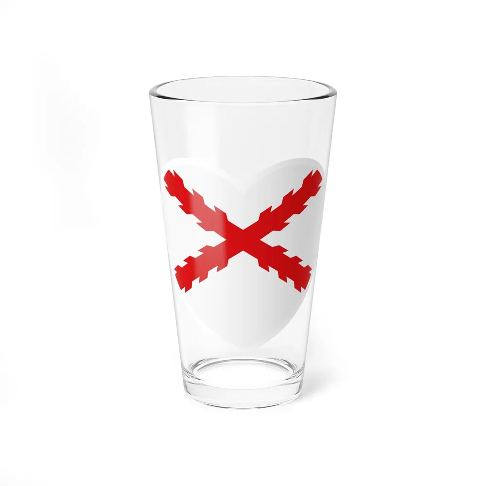 Heart Flag of Spain Burgundy Cross flag white - Pint Glass 16oz-16oz-Go Mug Yourself