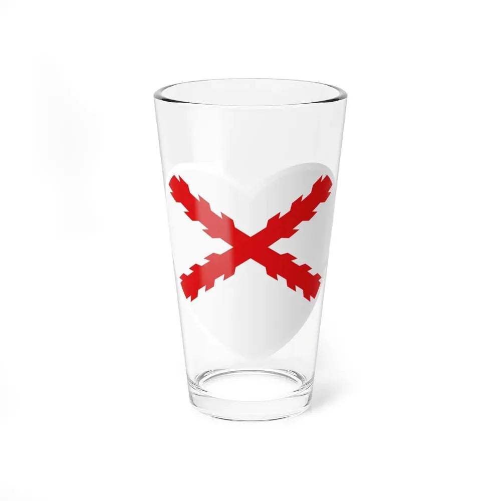 Heart Flag of Spain Burgundy Cross flag white - Pint Glass 16oz 16oz - Go Mug Yourself