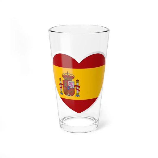 Heart Flag of Spain - Pint Glass 16oz 16oz - Go Mug Yourself