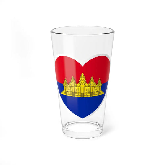 Heart Flag of State of Cambodia - Pint Glass 16oz-16oz-Go Mug Yourself