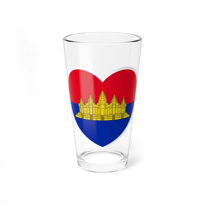 Heart Flag of State of Cambodia - Pint Glass 16oz 16oz - Go Mug Yourself