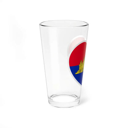 Heart Flag of State of Cambodia - Pint Glass 16oz - Go Mug Yourself