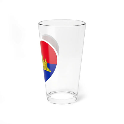 Heart Flag of State of Cambodia - Pint Glass 16oz-Go Mug Yourself