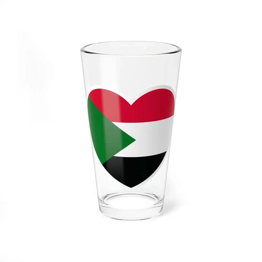 Heart Flag of Sudan - Pint Glass 16oz 16oz - Go Mug Yourself