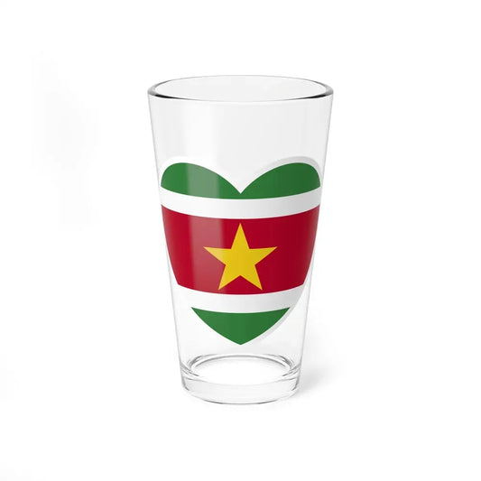 Heart Flag of Suriname - Pint Glass 16oz 16oz - Go Mug Yourself