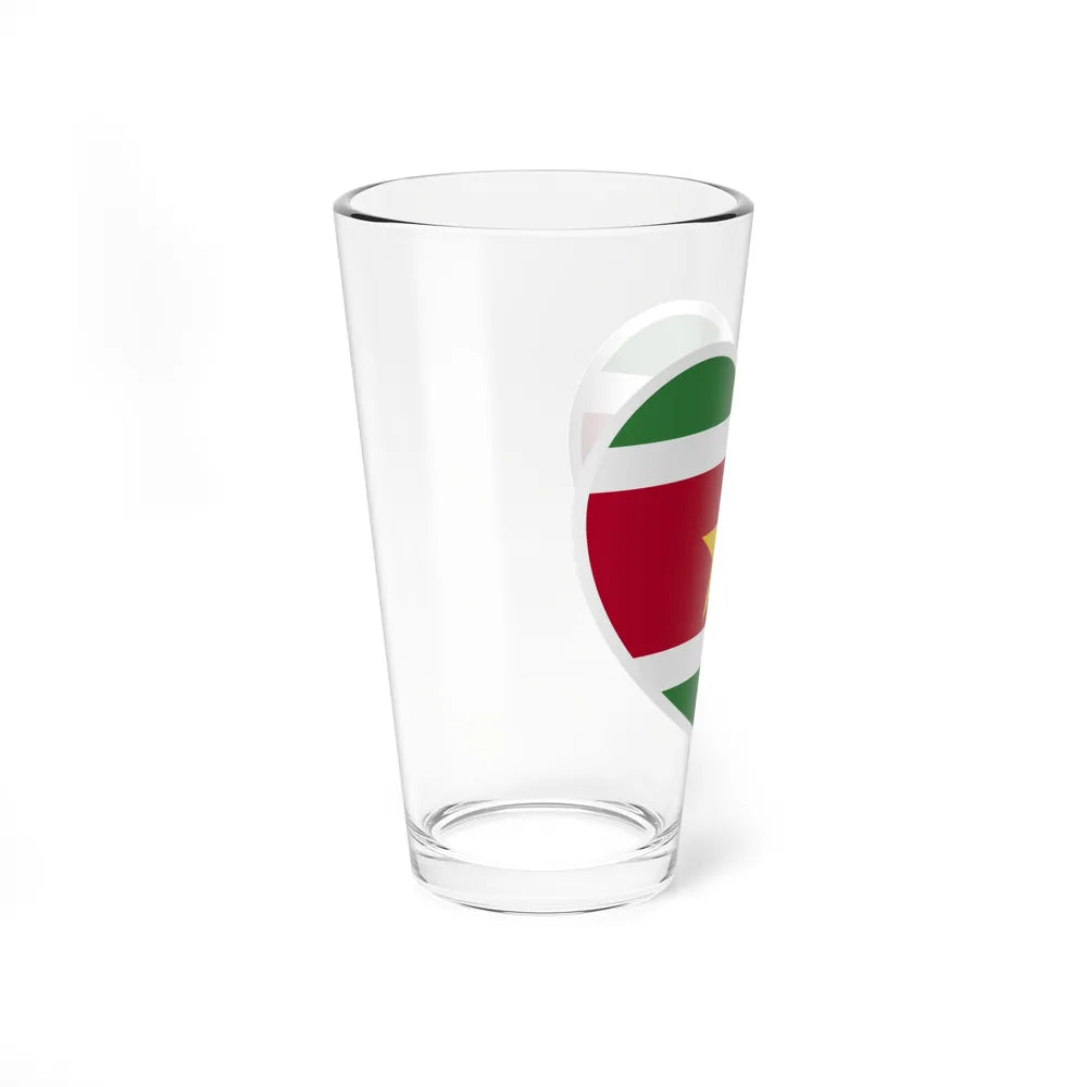 Heart Flag of Suriname - Pint Glass 16oz-Go Mug Yourself