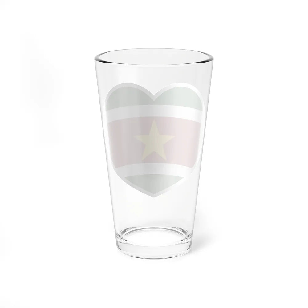 Heart Flag of Suriname - Pint Glass 16oz-Go Mug Yourself