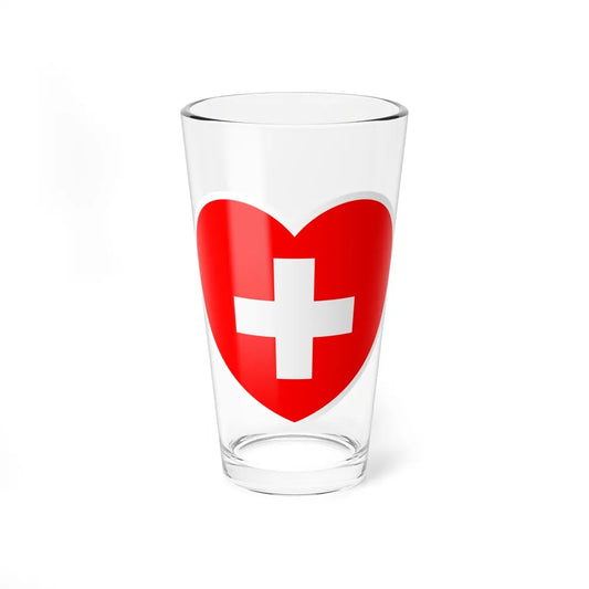 Heart Flag of Switzerland - Pint Glass 16oz-16oz-Go Mug Yourself