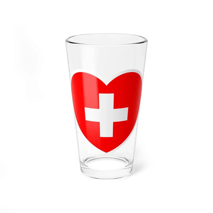 Heart Flag of Switzerland - Pint Glass 16oz 16oz - Go Mug Yourself