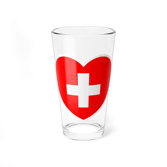 Heart Flag of Switzerland - Pint Glass 16oz 16oz - Go Mug Yourself