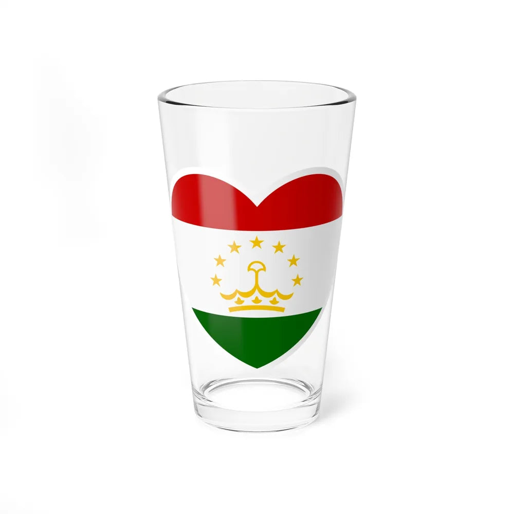 Heart Flag of Tajikistan - Pint Glass 16oz-16oz-Go Mug Yourself