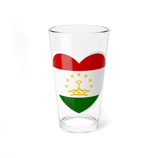 Heart Flag of Tajikistan - Pint Glass 16oz 16oz - Go Mug Yourself