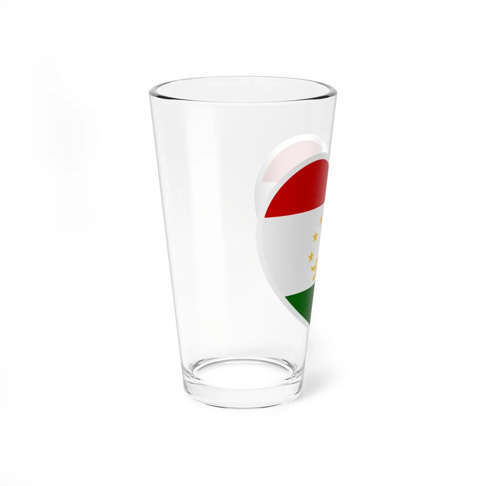 Heart Flag of Tajikistan - Pint Glass 16oz-Go Mug Yourself