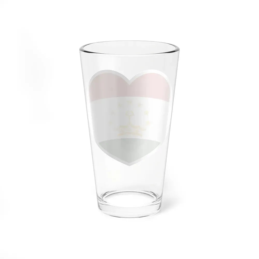 Heart Flag of Tajikistan - Pint Glass 16oz - Go Mug Yourself