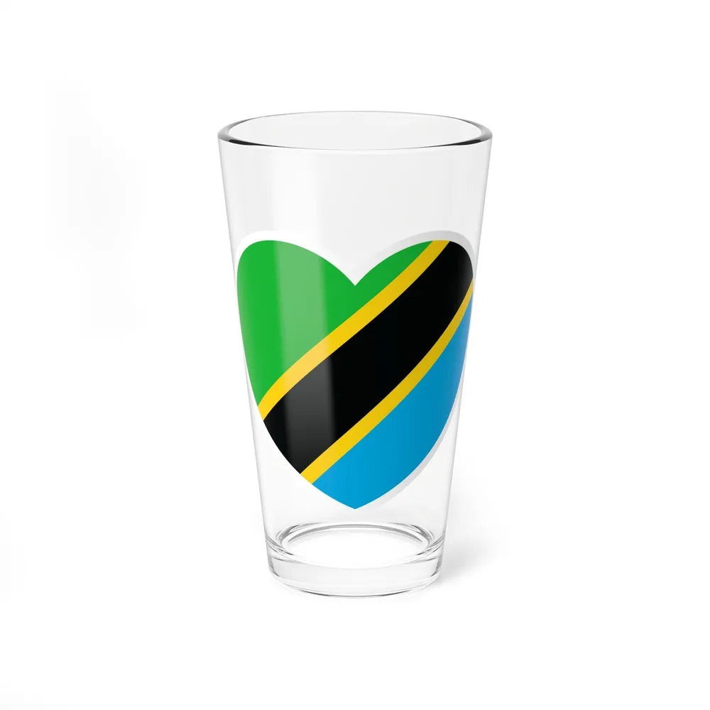 Heart Flag of Tanzania - Pint Glass 16oz-16oz-Go Mug Yourself