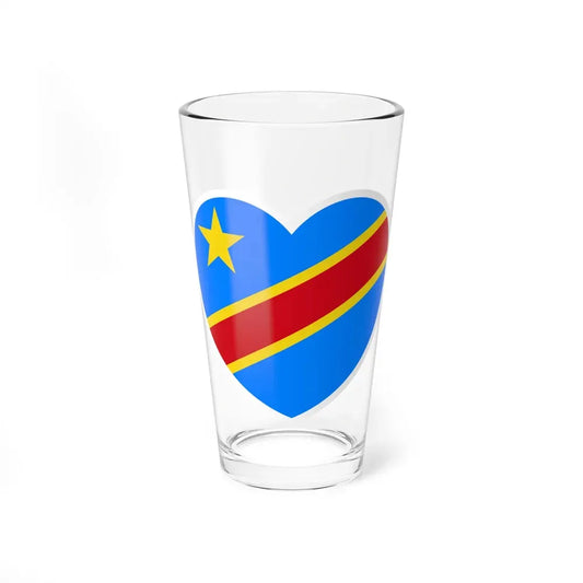 Heart Flag of the Democratic Republic of the Congo - Pint Glass 16oz 16oz - Go Mug Yourself