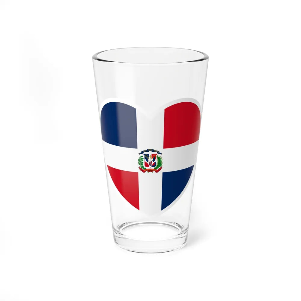 Heart Flag of the Dominican Republic - Pint Glass 16oz-16oz-Go Mug Yourself