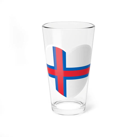 Heart Flag of the Faroe Islands - Pint Glass 16oz-16oz-Go Mug Yourself