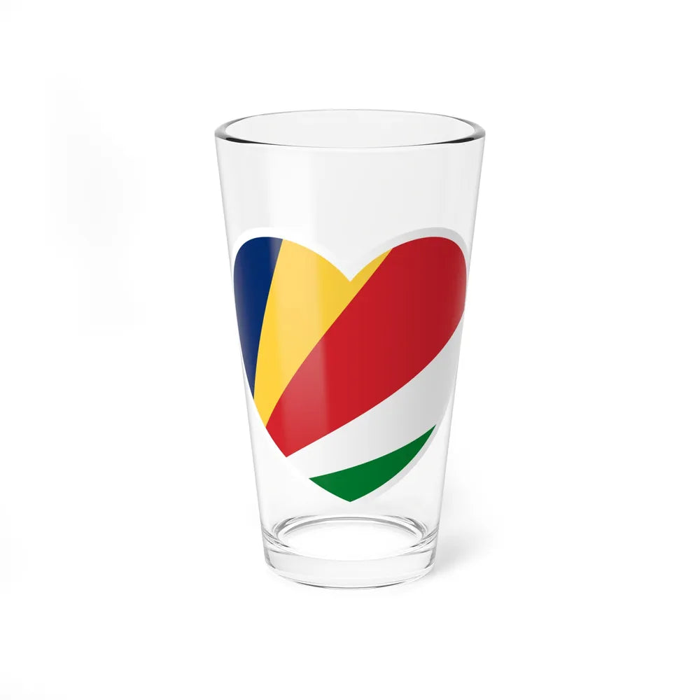 Heart Flag of the Seychelles - Pint Glass 16oz-16oz-Go Mug Yourself