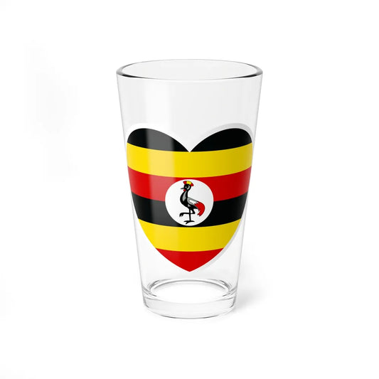 Heart Flag of Uganda - Pint Glass 16oz-16oz-Go Mug Yourself