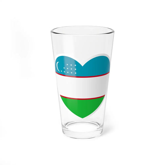 Heart Flag of Uzbekistan - Pint Glass 16oz-16oz-Go Mug Yourself