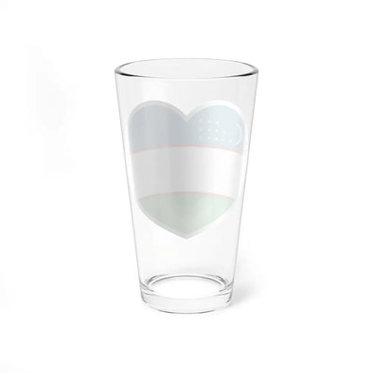 Heart Flag of Uzbekistan - Pint Glass 16oz-Go Mug Yourself