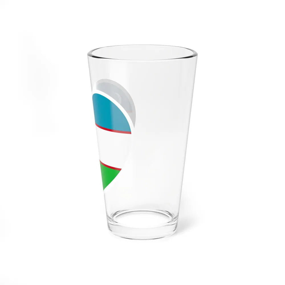 Heart Flag of Uzbekistan - Pint Glass 16oz-Go Mug Yourself