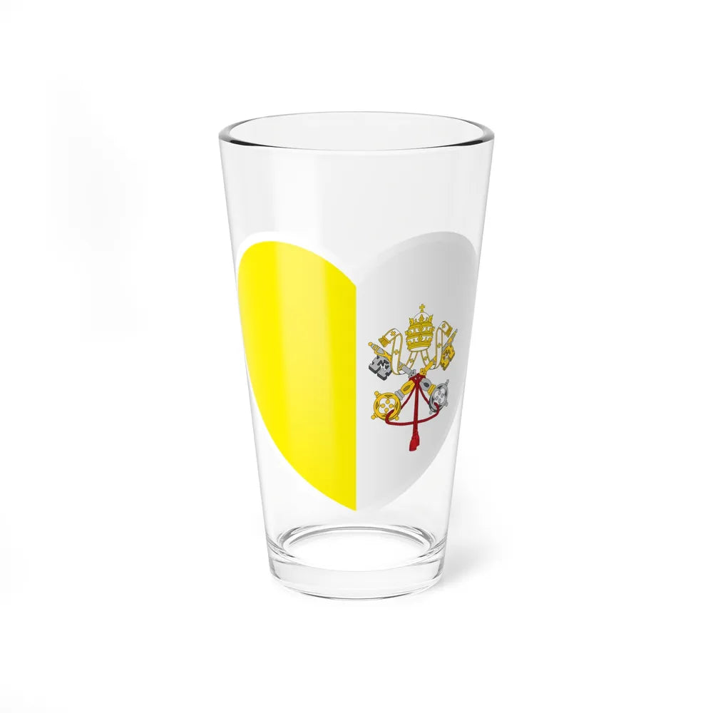 Heart Flag of Vatican City - Pint Glass 16oz-16oz-Go Mug Yourself