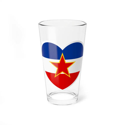 Heart Flag of Yugoslavia - Pint Glass 16oz-16oz-Go Mug Yourself