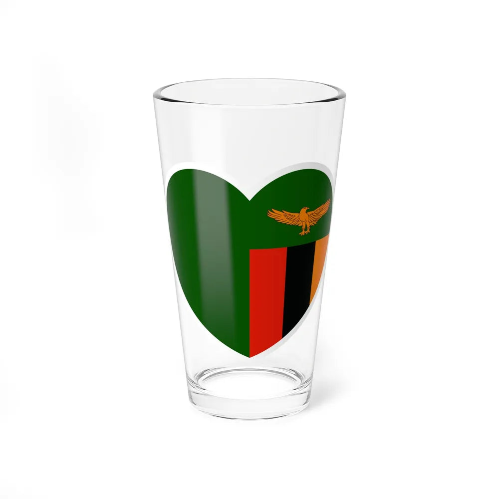 Heart Flag of Zambia 1964-1996 - Pint Glass 16oz-16oz-Go Mug Yourself