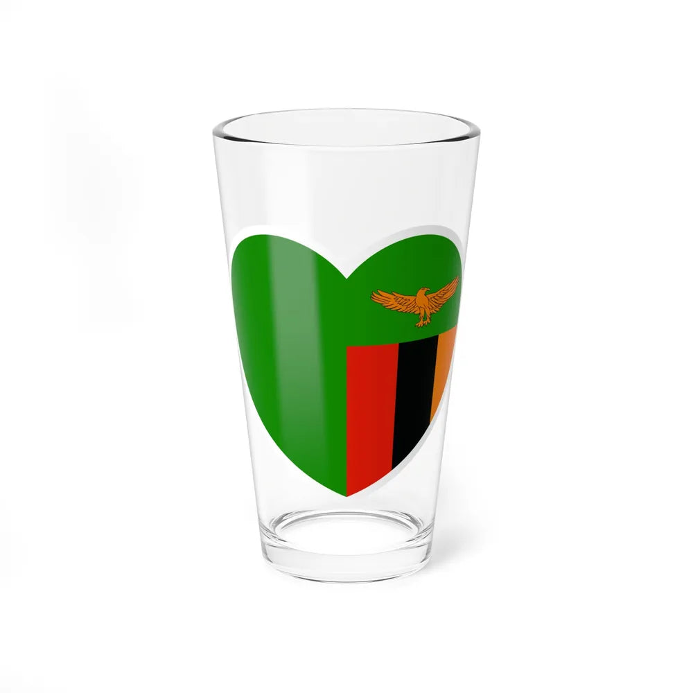 Heart Flag of Zambia - Pint Glass 16oz-16oz-Go Mug Yourself