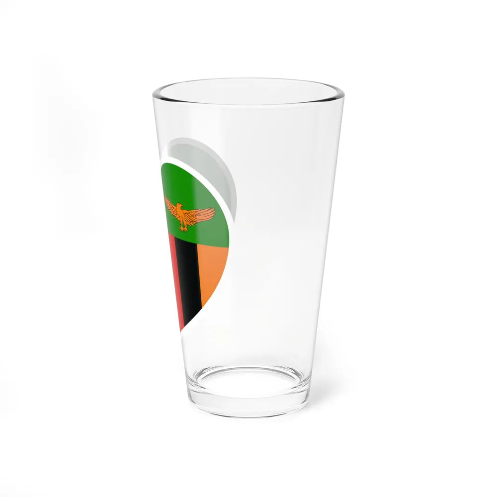 Heart Flag of Zambia - Pint Glass 16oz-Go Mug Yourself