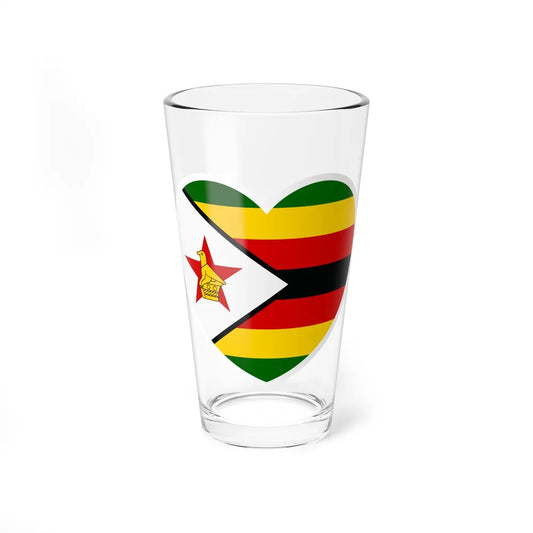 Heart Flag of Zimbabwe - Pint Glass 16oz-16oz-Go Mug Yourself