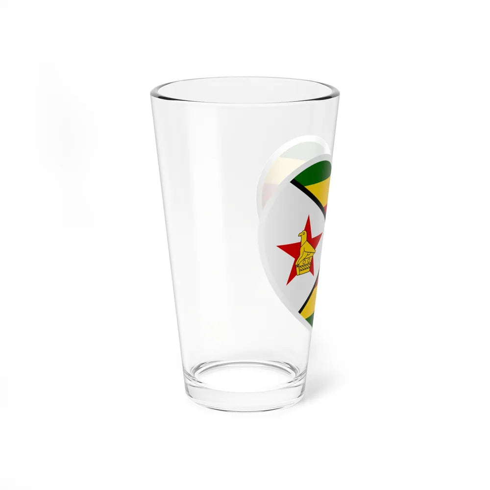 Heart Flag of Zimbabwe - Pint Glass 16oz-Go Mug Yourself