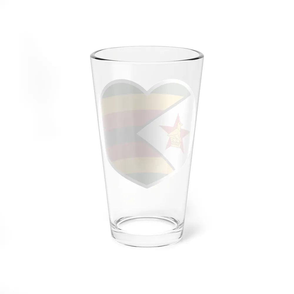 Heart Flag of Zimbabwe - Pint Glass 16oz-Go Mug Yourself