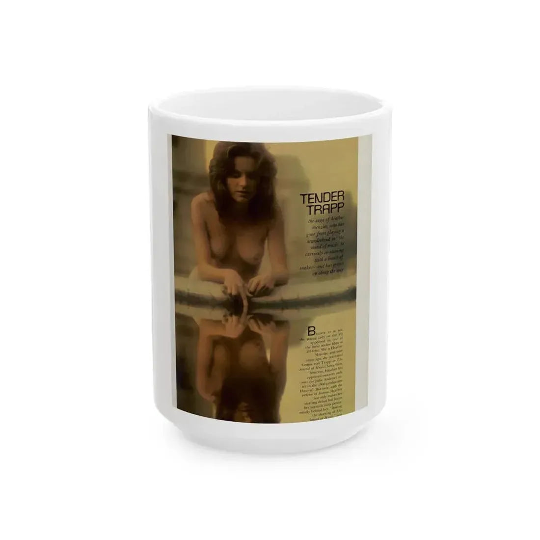 Heather Menzies #09 - Topless (Vintage Female Icon) White Coffee Mug 15oz - Go Mug Yourself