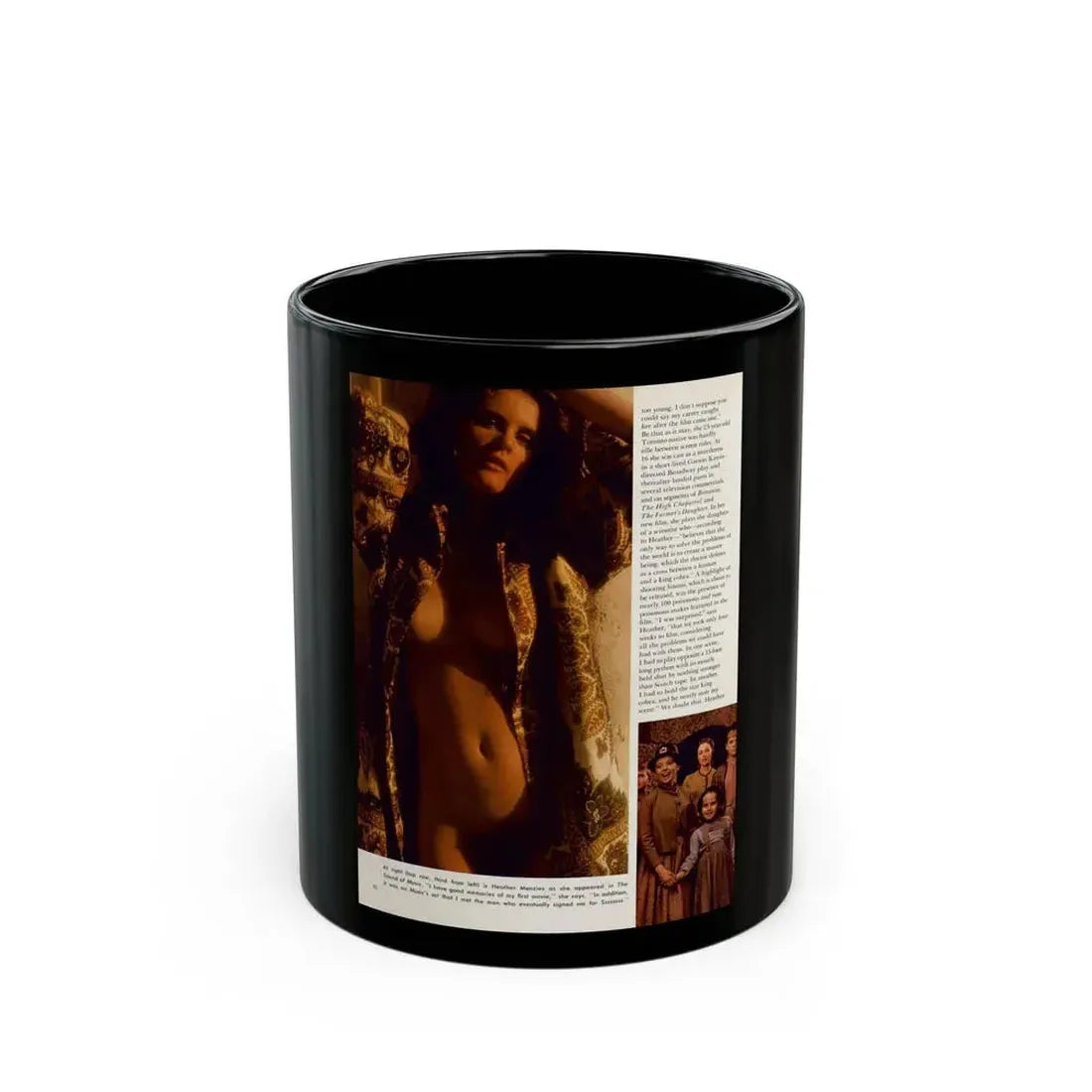 Heather Menzies #11 - Nude (Vintage Female Icon) Black Coffee Mug 11oz - Go Mug Yourself