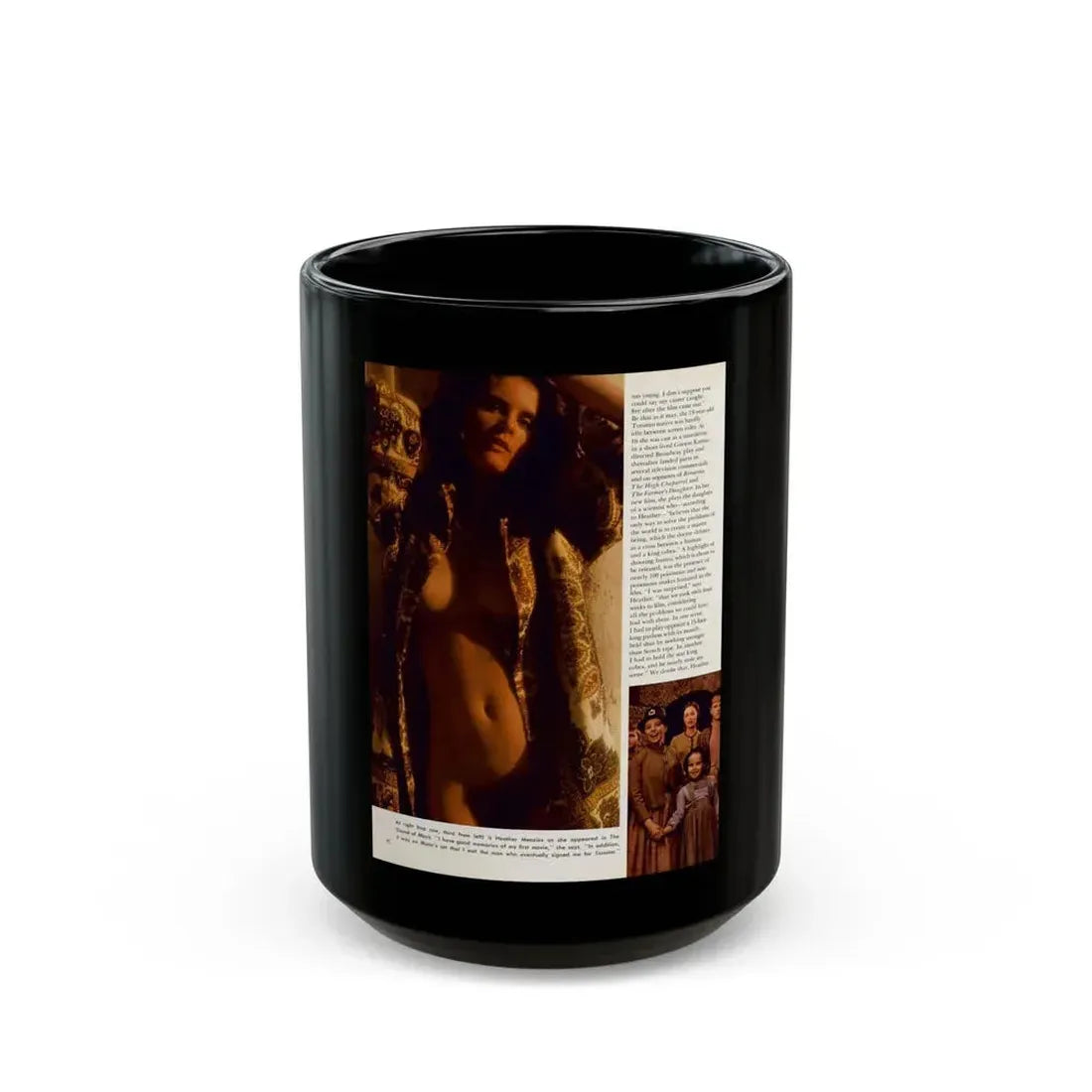 Heather Menzies #11 - Nude (Vintage Female Icon) Black Coffee Mug 15oz - Go Mug Yourself
