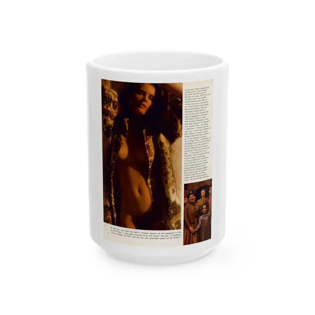 Heather Menzies #11 - Nude (Vintage Female Icon) White Coffee Mug 15oz - Go Mug Yourself