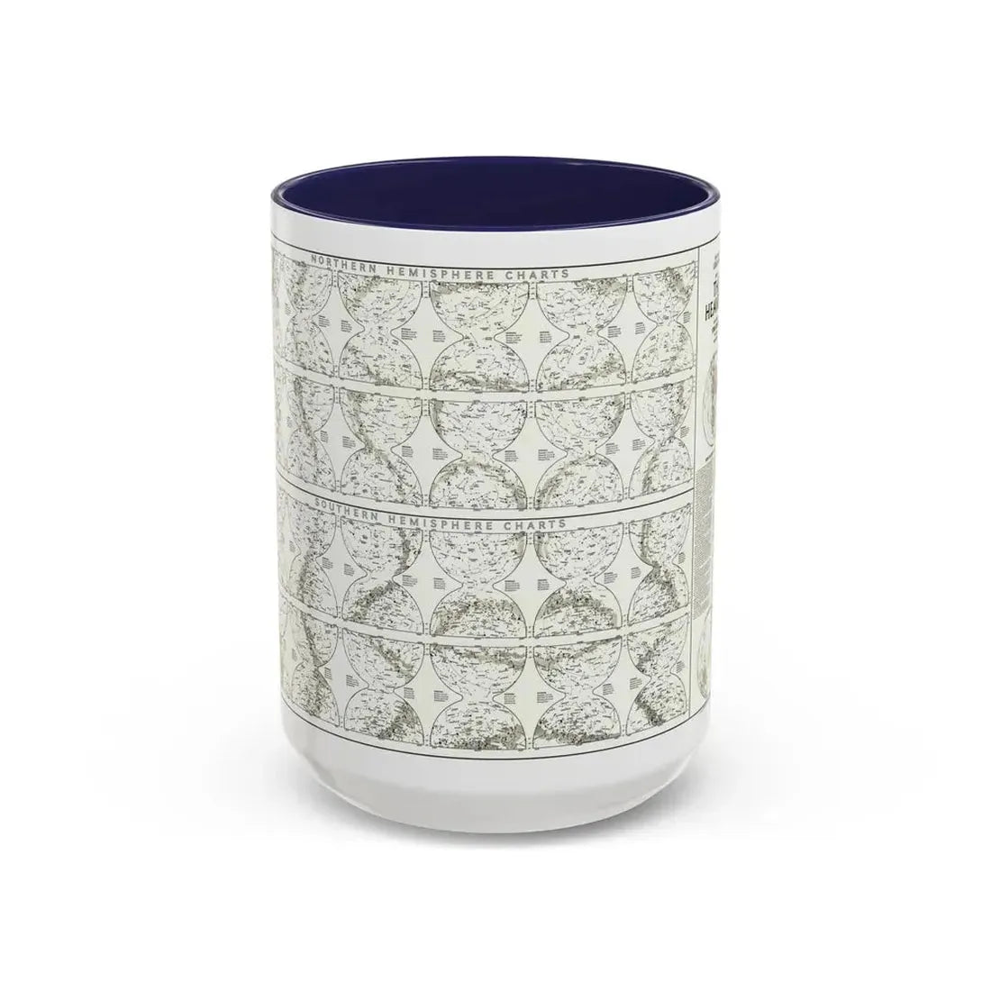 Heavens, The - Monthly Star Charts (1970) (Map) Accent Coffee Mug 15oz Navy - Go Mug Yourself