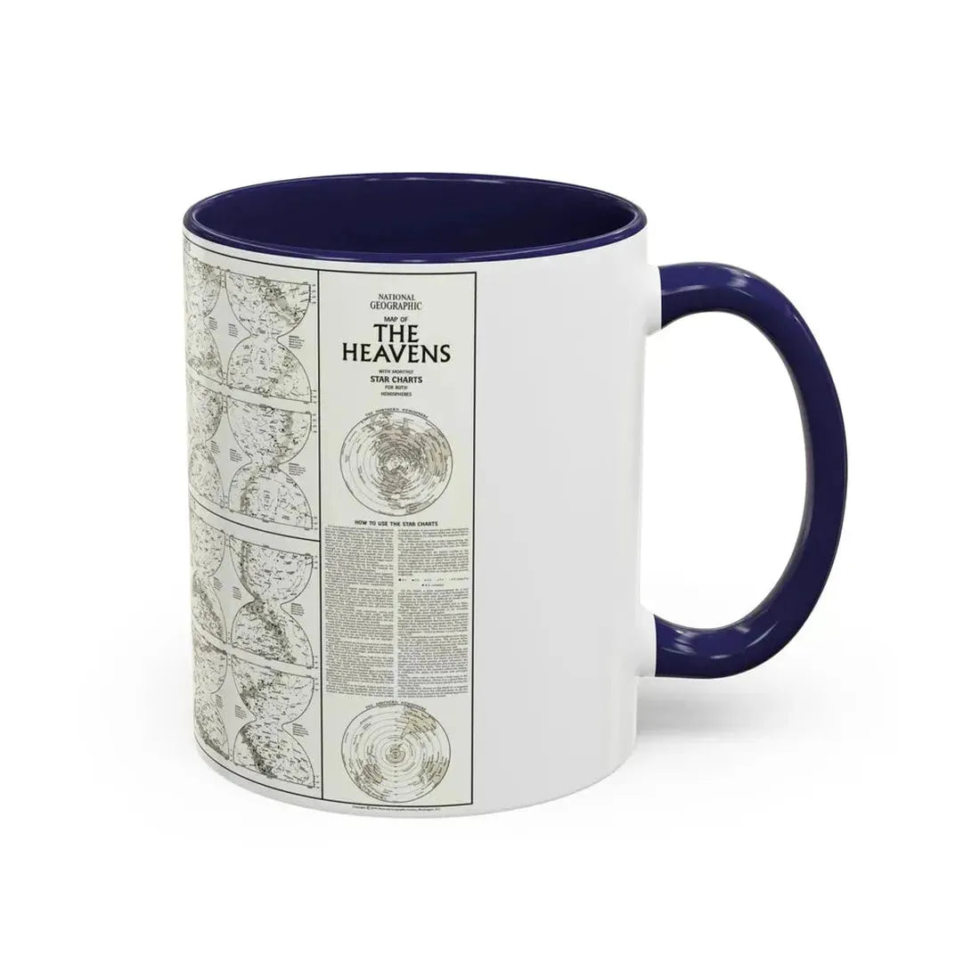 Heavens, The - Monthly Star Charts (1970) (Map) Accent Coffee Mug - Go Mug Yourself