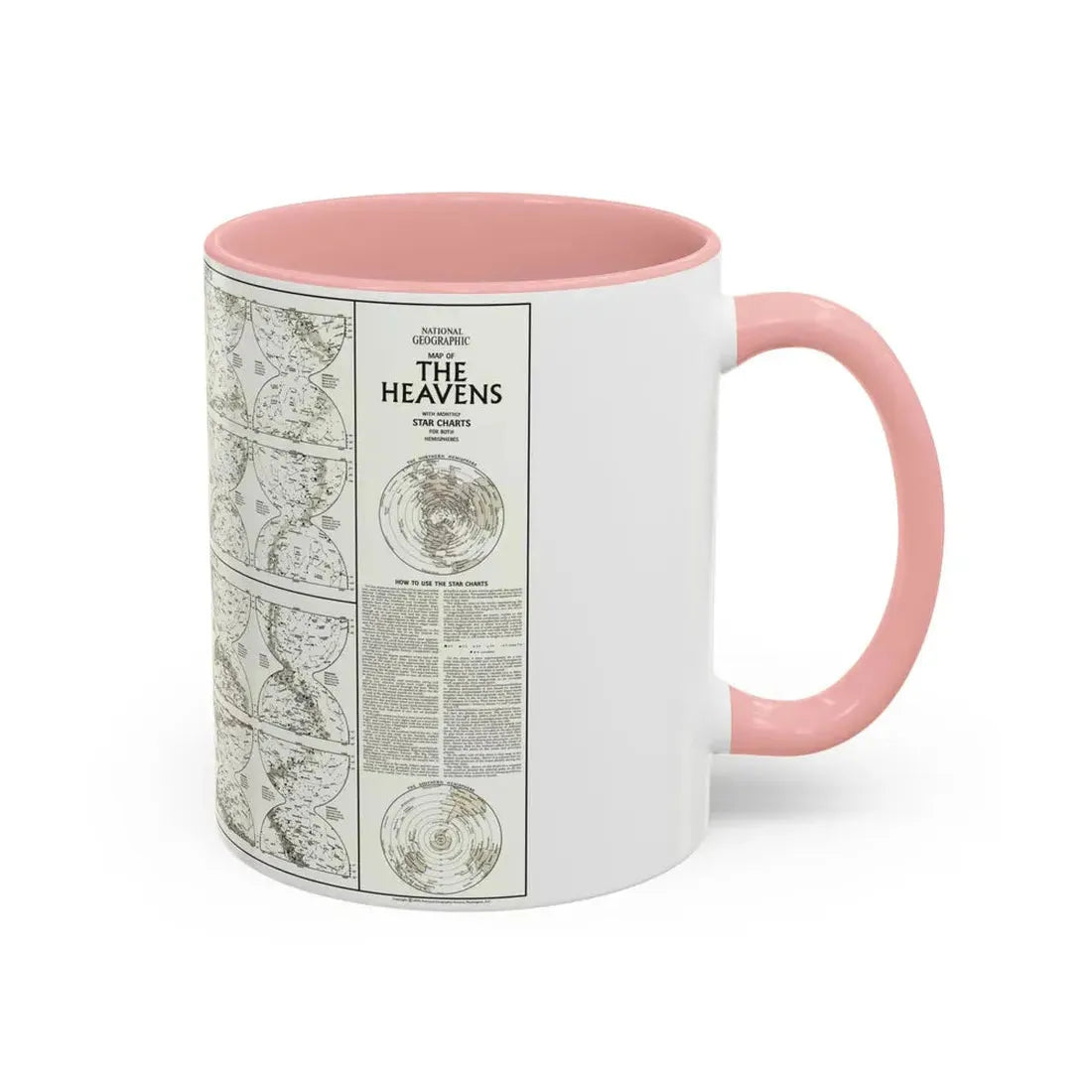 Heavens, The - Monthly Star Charts (1970) (Map) Accent Coffee Mug - Go Mug Yourself