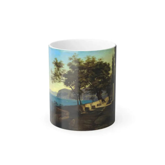 Heinrich Reinhold (1788-1825) Terrace of the Capuchin Garden, Sorrento - Oil on Paper, Laid Down on Maso-0 - Color Changing Mug 11oz 11oz - Go Mug Yourself