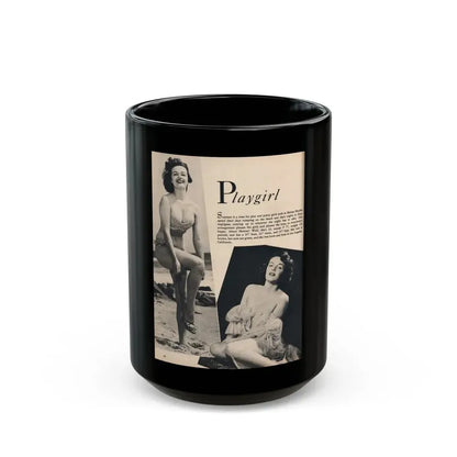 Helene Hayden #01 - 1 Page & 2 B&W Photos from Cover Girls Models Mag. June '54 (Vintage Female Icon) Black Coffee Mug 15oz - Go Mug Yourself
