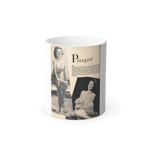 Helene Hayden #01 - 1 Page & 2 B&W Photos from Cover Girls Models Mag. June '54 (Vintage Female Icon) Color Changing Mug 11oz 11oz - Go Mug Yourself