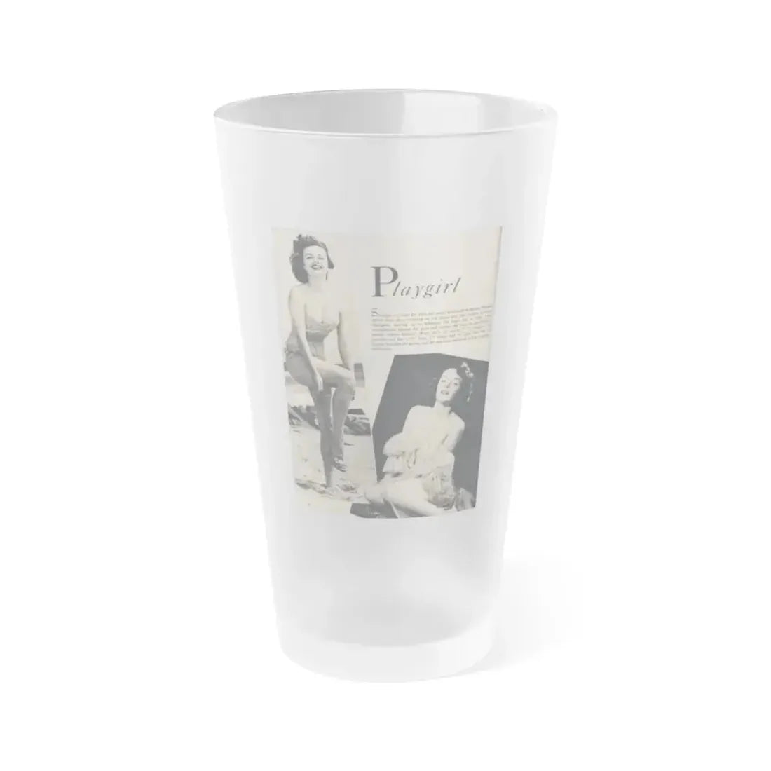 Helene Hayden #01 - 1 Page & 2 B&W Photos from Cover Girls Models Mag. June '54 (Vintage Female Icon) Frosted Pint Glass 16oz 16oz Frosted - Go Mug Yourself