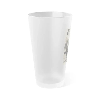 Helene Hayden #01 - 1 Page & 2 B&W Photos from Cover Girls Models Mag. June '54 (Vintage Female Icon) Frosted Pint Glass 16oz - Go Mug Yourself