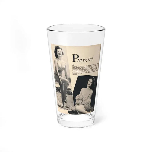 Helene Hayden #01 - 1 Page & 2 B&W Photos from Cover Girls Models Mag. June '54 (Vintage Female Icon) Pint Glass 16oz 16oz - Go Mug Yourself