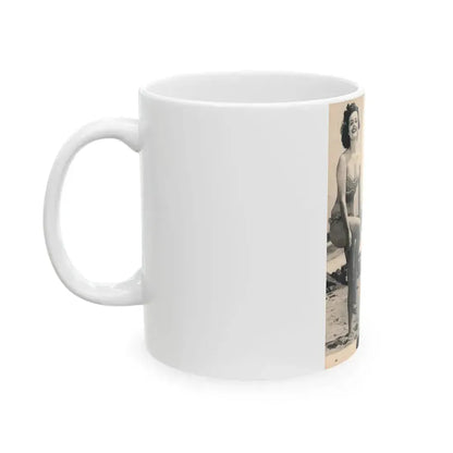 Helene Hayden #01 - 1 Page & 2 B&W Photos from Cover Girls Models Mag. June '54 (Vintage Female Icon) White Coffee Mug - Go Mug Yourself