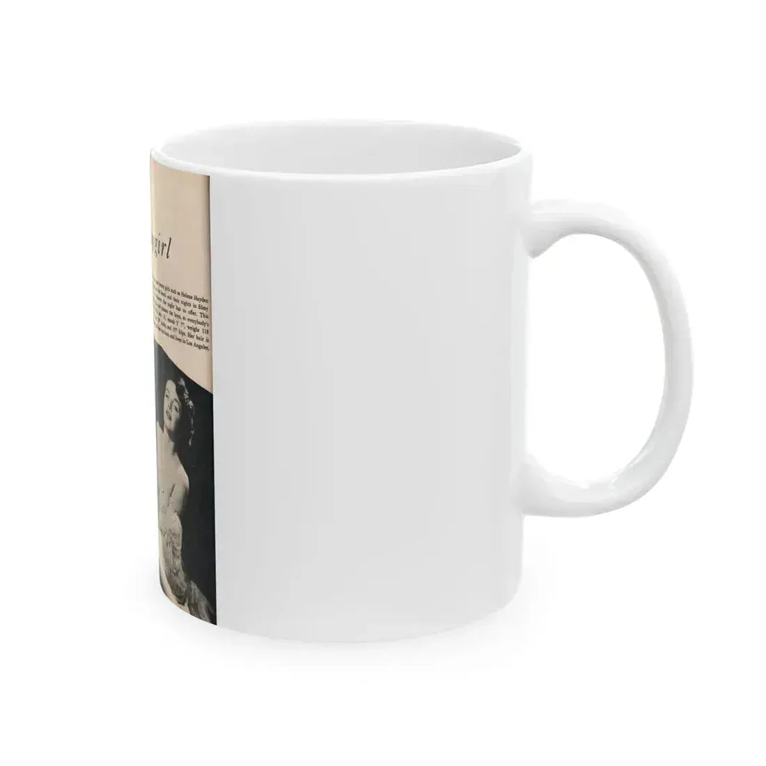 Helene Hayden #01 - 1 Page & 2 B&W Photos from Cover Girls Models Mag. June '54 (Vintage Female Icon) White Coffee Mug - Go Mug Yourself